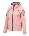 Pink jacket with hood, size S, recycled polyester.