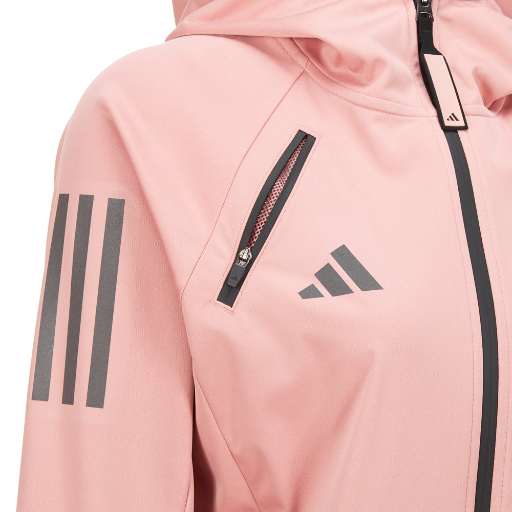 Close-up of a pink jacket, part of adidas Women's Hydrosuit adiSS23 collection.
