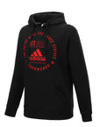 Black hoodie with red and white text that reads 'adidas Taekwondo' and '3 Stripes Series' on the chest.
