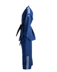 Blue tracksuit with Adidas logo on a white background