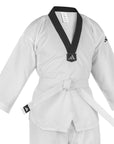 adidas Taekwondo V-Neck Uniform (TKD01)--White, Black, Red/Black, Blue/Black, Poom Trim