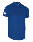 Blue t-shirt with Adidas logo on a white background