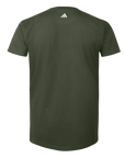 Green t-shirt with Adidas logo on the back against a white background