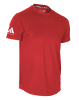 Red t-shirt with Adidas logo on a white background