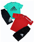 Adidas youth summer teamwear set on a white background.