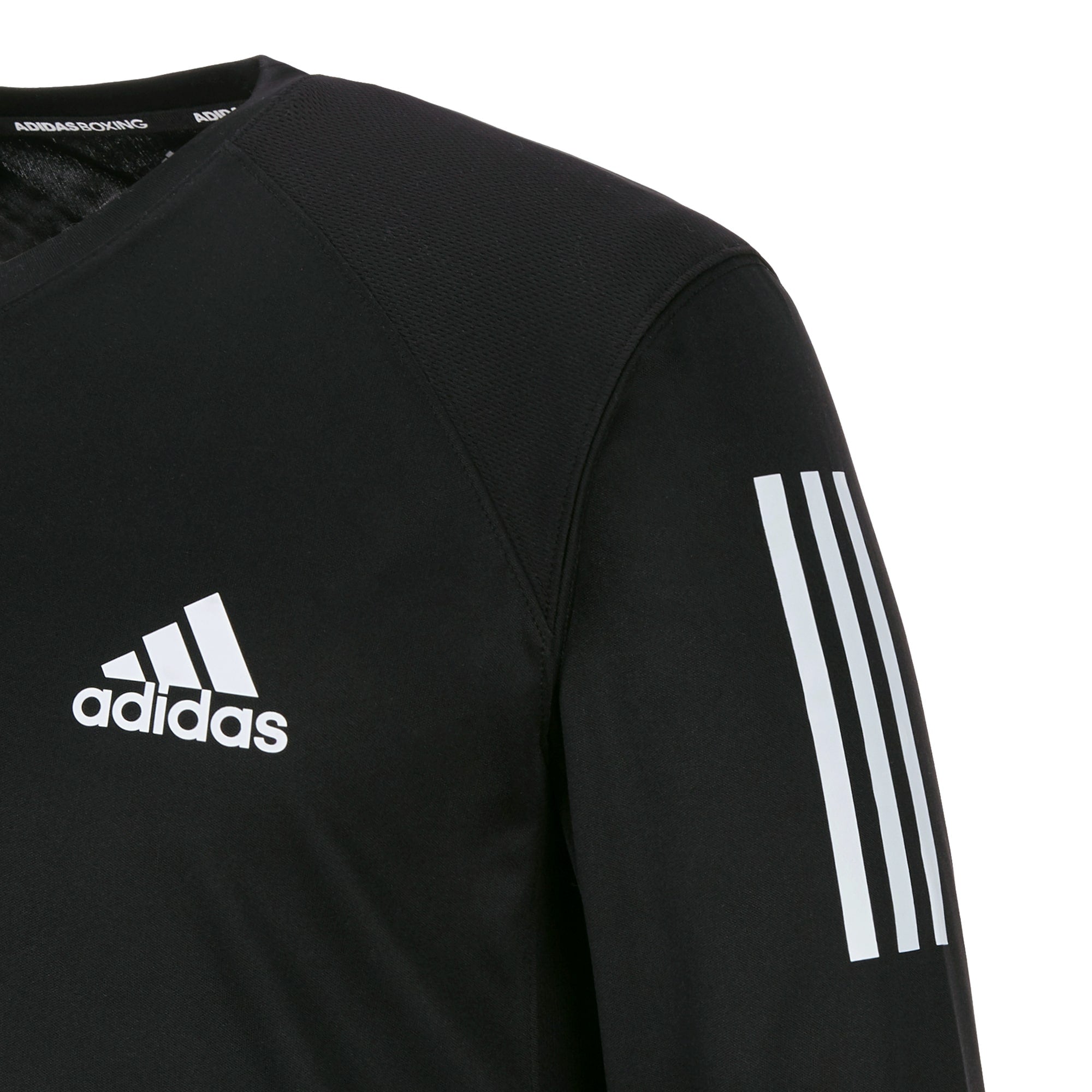 Close-up of black Adidas Boxwear Tech Long Sleeve shirt.
