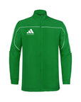 Green jacket with Adidas logo on a white background