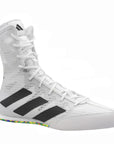 White boxing shoe with black stripes on a white background