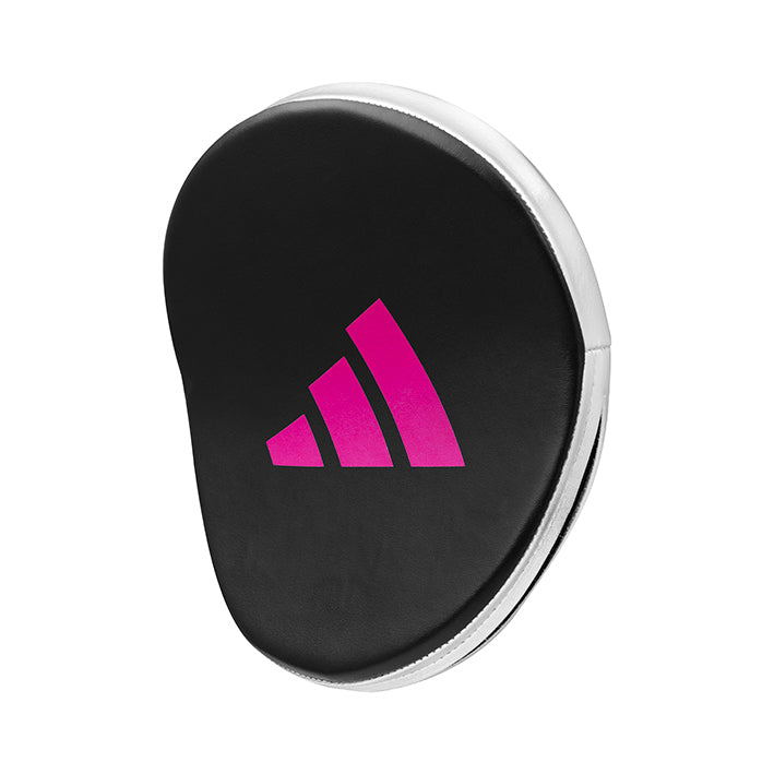 Black device with pink Adidas logo on a white background