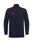 Navy jacket with red accents and Adidas logo on a white background