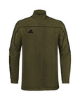 Green jacket with Adidas logo on a white background