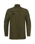 Green jacket with Adidas logo on a white background