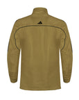 Brown jacket with black accents and Adidas logo on a white background