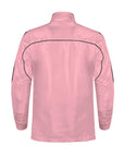 Pink jacket with black accents on a white background