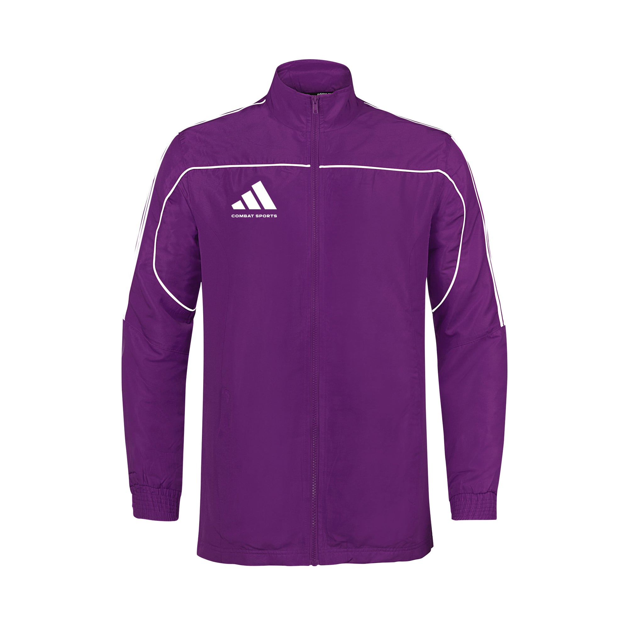 Purple jacket with Adidas logo on a white background