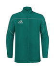 Green jacket with Adidas logo on a white background