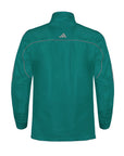 Teal jacket with Adidas logo on a white background