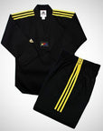 Black and yellow Adidas sports uniform.