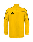 Yellow jacket with black accents and Adidas logo on a white background