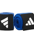 Blue and black hand wraps for boxing, IBA approved.