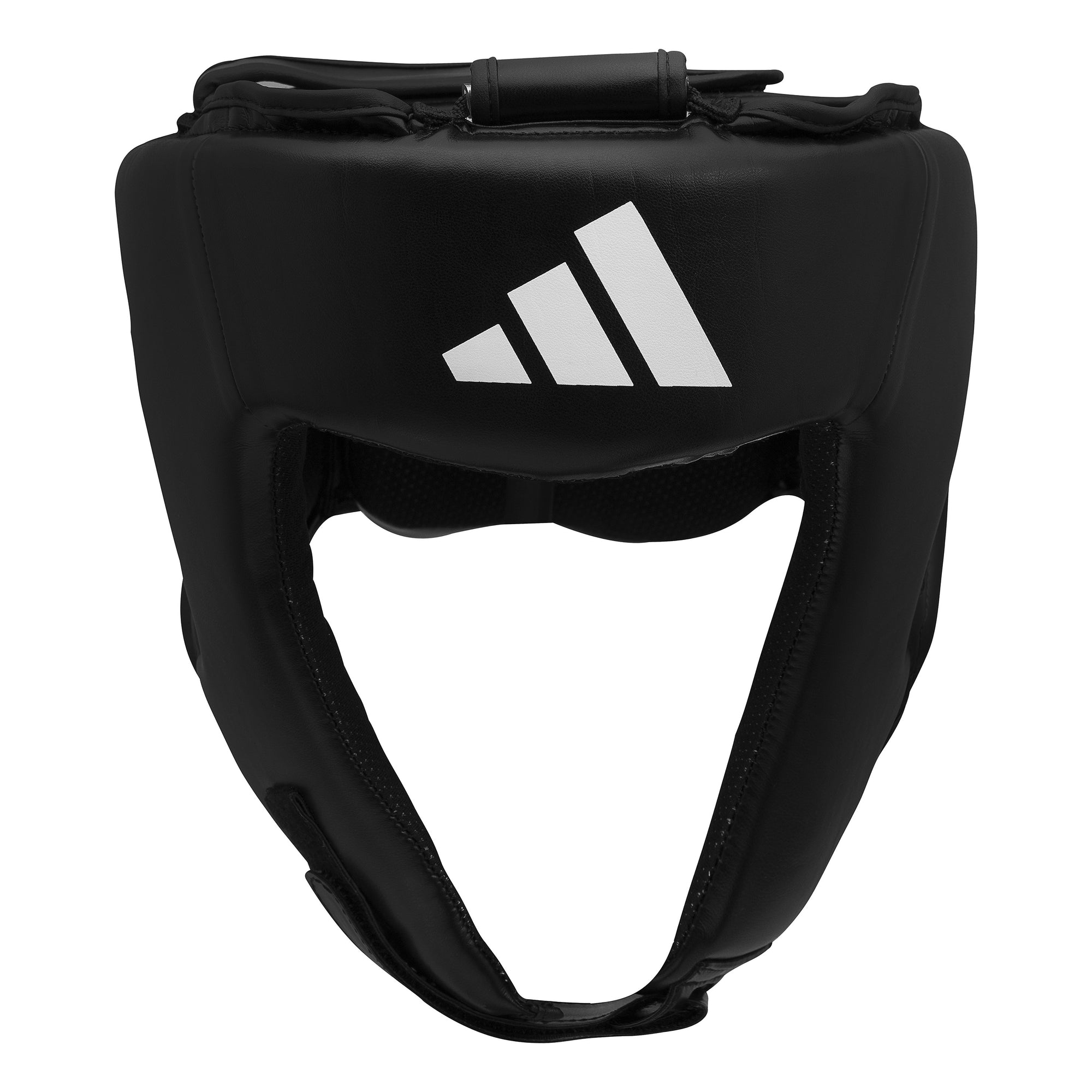 front view of black face protection for boxing, adidas