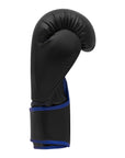 Black and blue Adidas Hybrid 80 boxing glove, 10 oz weight.