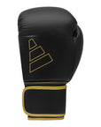 Black and gold Adidas Hybrid 80 training boxing glove for 16 oz weight.