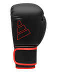 Black and red boxing glove, Adidas Hybrid 80, 16 oz.