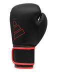 Black and red boxing glove, Adidas Hybrid 80, 14 oz.