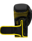 Adidas Hybrid 80 black and yellow boxing glove.