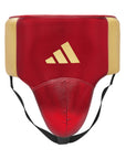 Red and gold boxing shield with Adidas logo on a white background
