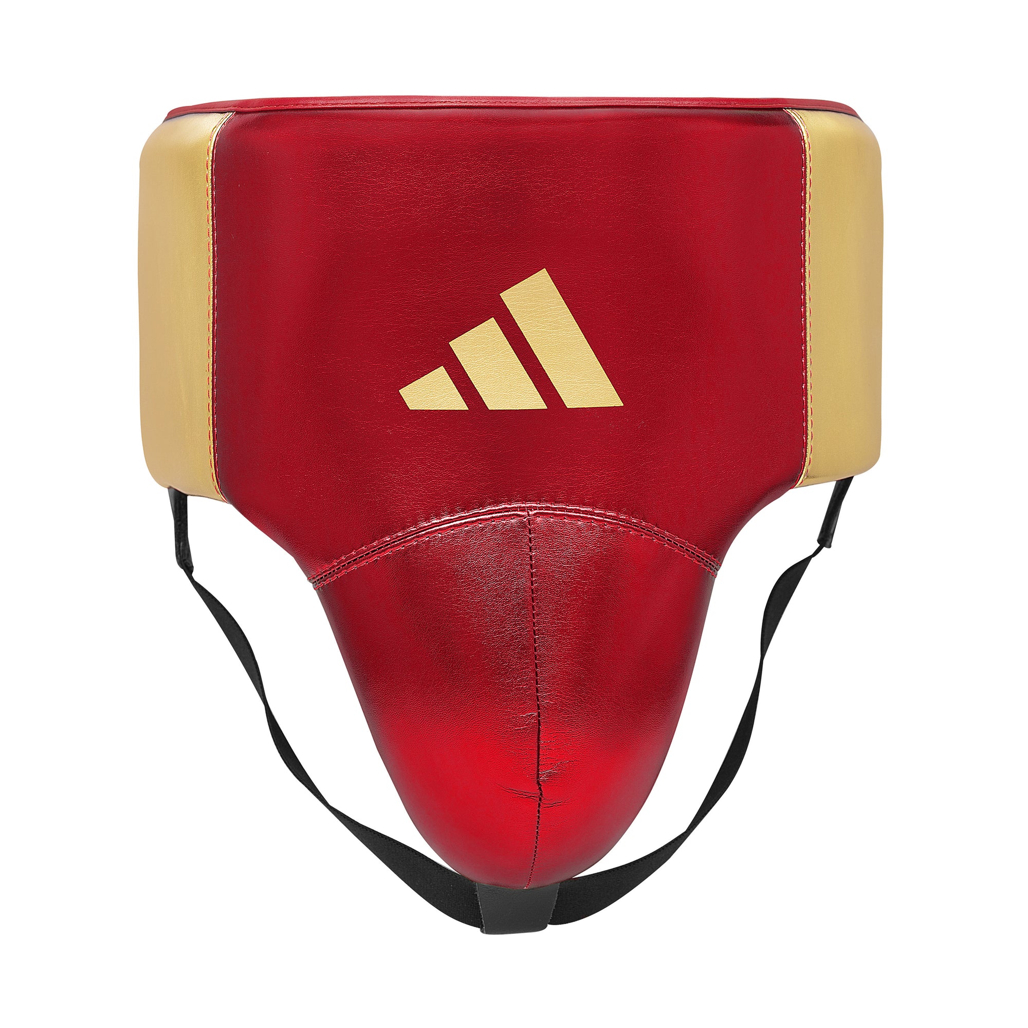 Red and gold boxing shield with Adidas logo on a white background