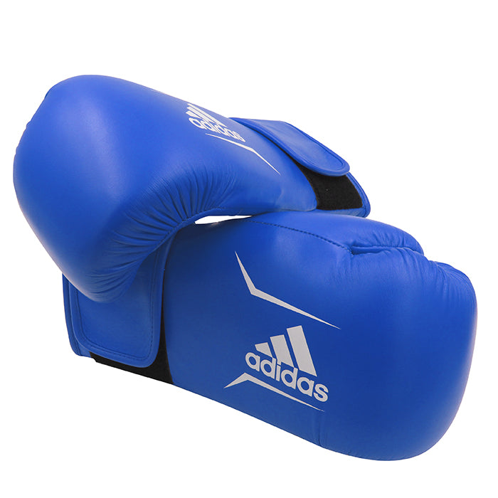 Pair of blue boxing gloves, adidas Speed 175 series.