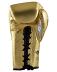 Gold boxing glove with black laces, Adidas Adi-Speed 500.