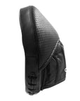 Black glove with perforated leather, boxing accessory.