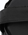 Close-up of black punching bag for boxing and MMA training.