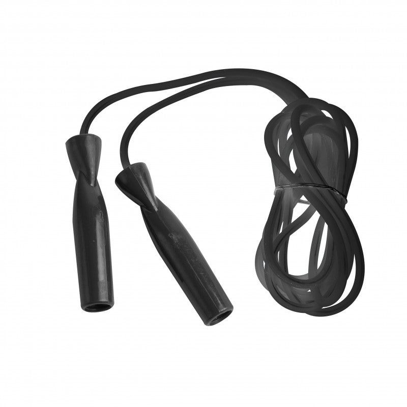 Black jump rope on a white background.