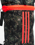 Adidas military sack in black camo with large front zipper.