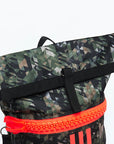Close-up of an Adidas military sack black camo pattern.