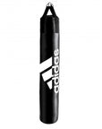 Black punching bag with white logo for intense workouts.
