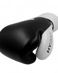 Adidas Hybrid 200 black and white boxing glove.
