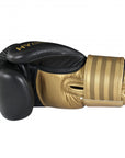 Black and gold Adidas Hybrid 200 leather boxing glove.