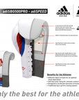 White and red boxing gloves by adidas.