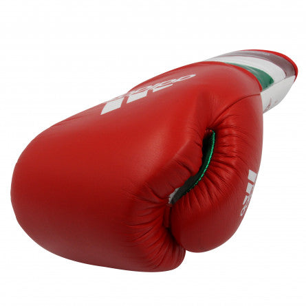 Red boxing glove with white text, adidas Adi-Speed 500, suitable for kickboxing.