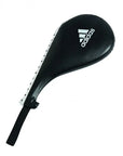 Black Adidas paddle on a white background