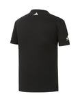 Black Adidas polo shirt on a white background