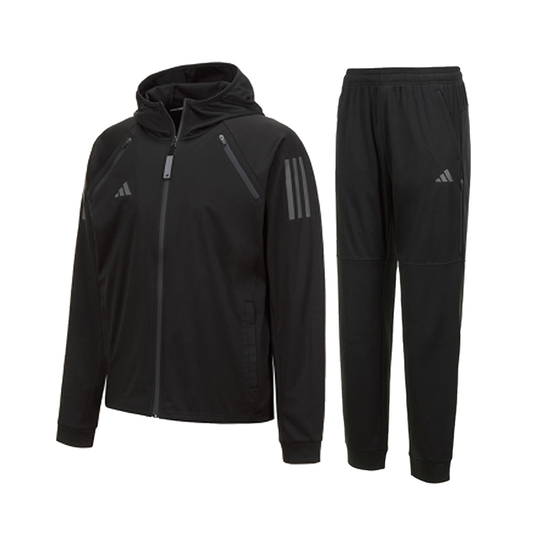 Black jacket and pants for adidas boxing apparel.