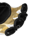 Gold and black glove.