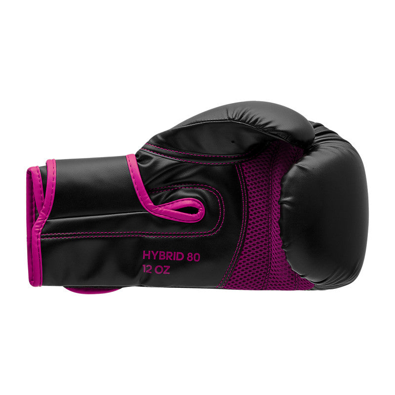 Adidas Hybrid 80 black and pink boxing glove.