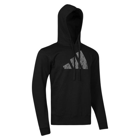 Black hoodie with adidas logo on a white background